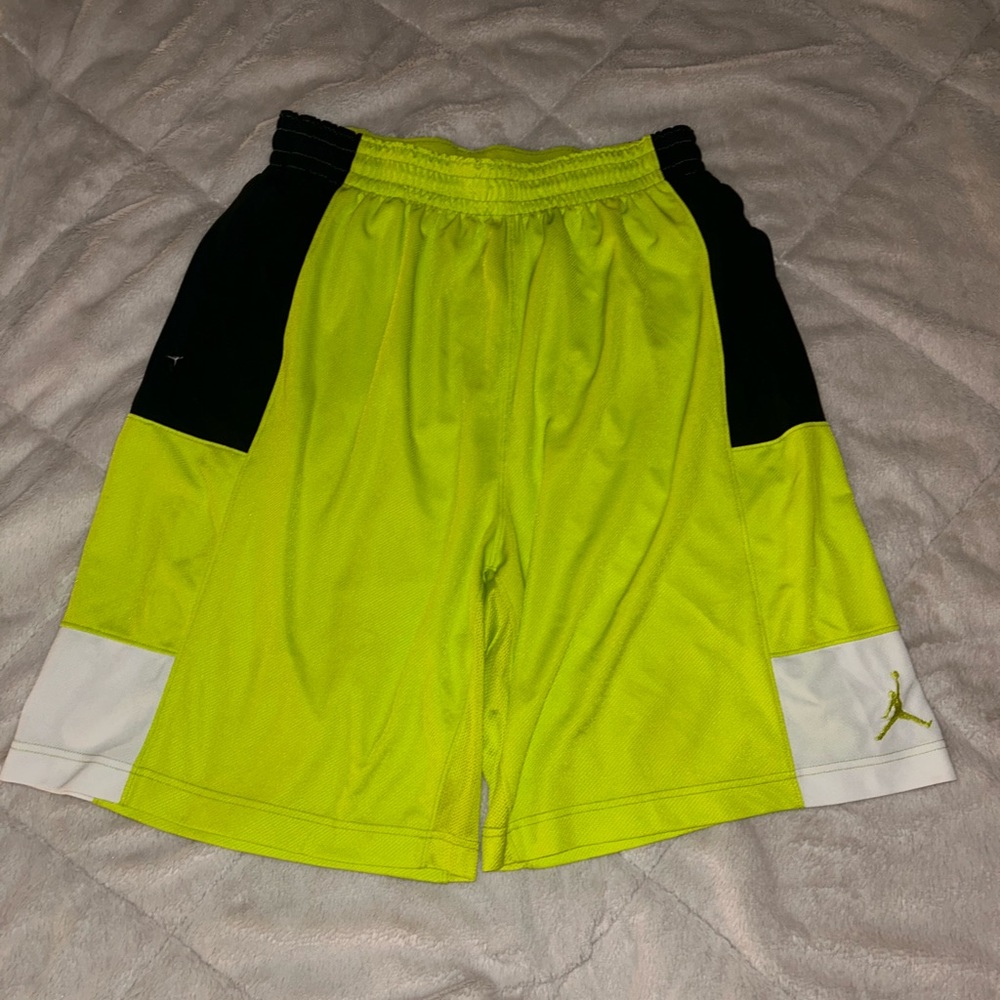 Jordan Brand Neon Green / Black Athletic Shorts, Size XXL